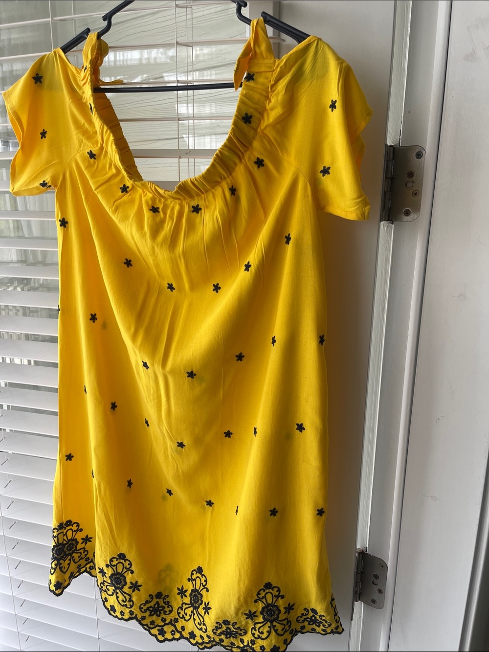Love Tree Yellow Mini Dress with Black Embroidery